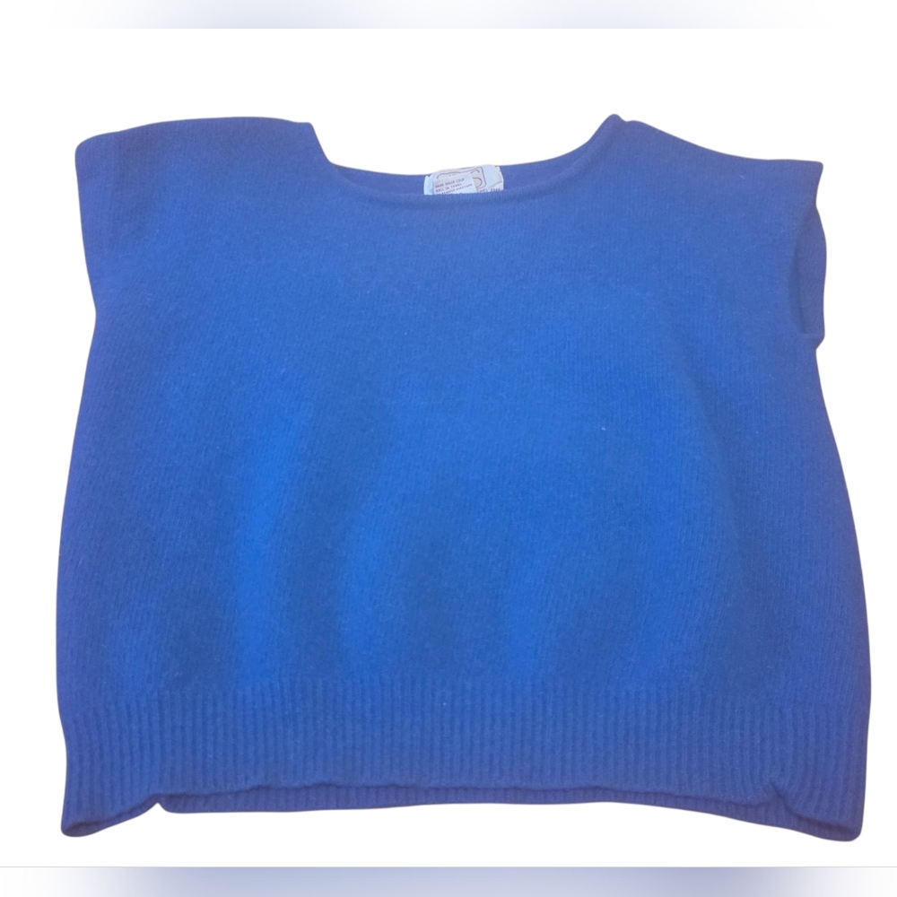 JR's Vintage Blue Lambswool & Angora  Sweater Vest Size Small EUC